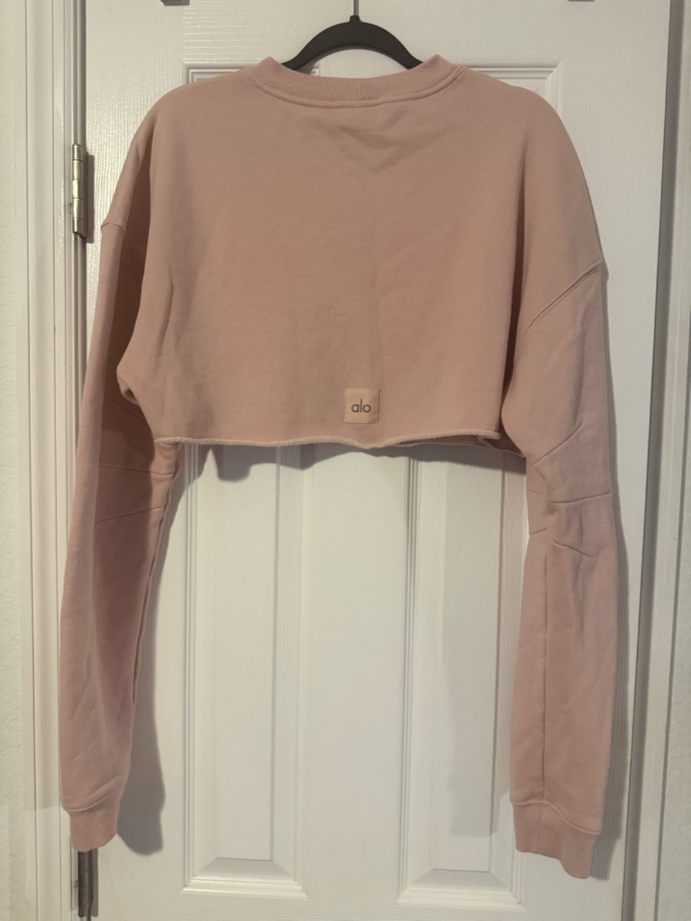 ALO Yoga Cropped Crewneck Sweatshirt in Pink Quartz - Picture 5 of 6